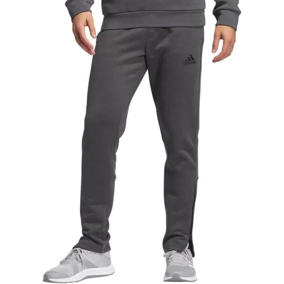 NEW Adidas Mens Tapered Fit Grey Jogger Sweatpants M Polyester Ankle Zip - Picture 1 of 8